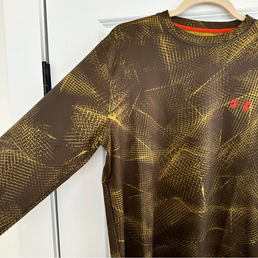 Under Armour Cold Gear Brown Printed Long Sleeve Base Layer Thermal Shirt